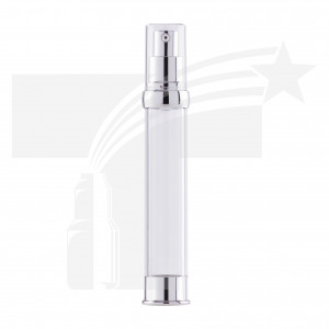 Botella Airless 35 ml plata brillante tapa cristal